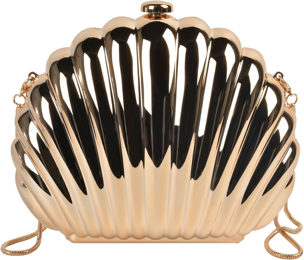 QZUnique Conch/Shell Shoulder Handbag Novelty Chain Strap Purse Acrylic Fashion Crossbody Evening... | Amazon (US)