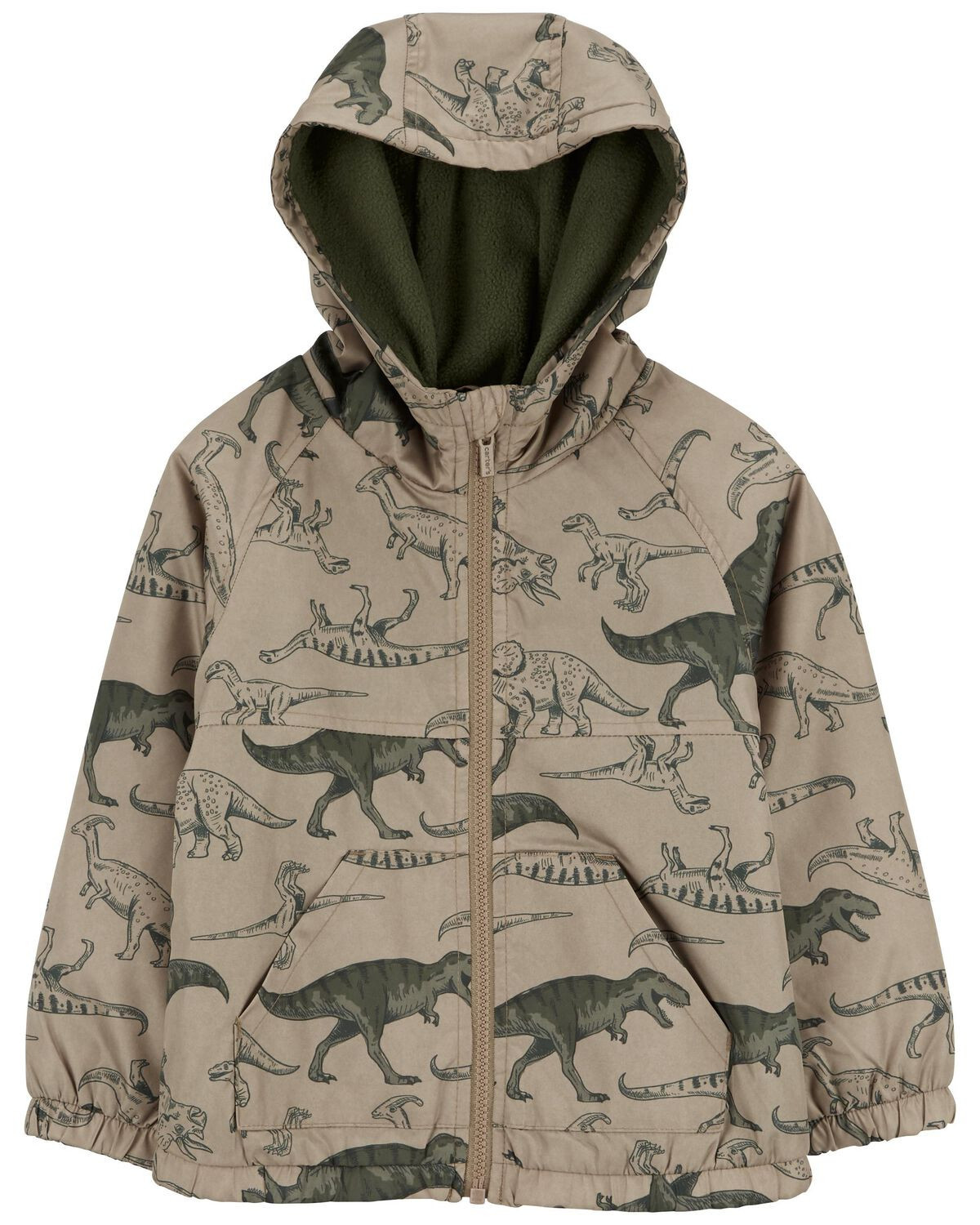 Khaki Toddler Dinosaur Fleece-Lined Mid-Weight Jacket | carters.com | Carter's