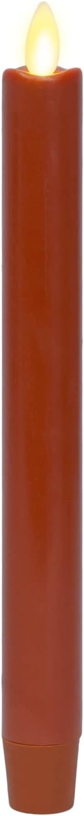 Luminara Flameless Candle Burnt Orange Taper (1" x 9.75") Melted Top Real Wax Unscented Remote Re... | Amazon (US)