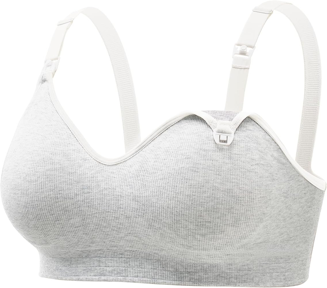 Momcozy Nursing Bras for Breastfeeding, Soft U.S. Cotton Seamless Maternity Bra, Fixed Padding, W... | Amazon (US)