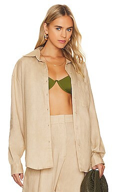 AEXAE Linen Woven Shirt in Beige from Revolve.com | Revolve Clothing (Global)