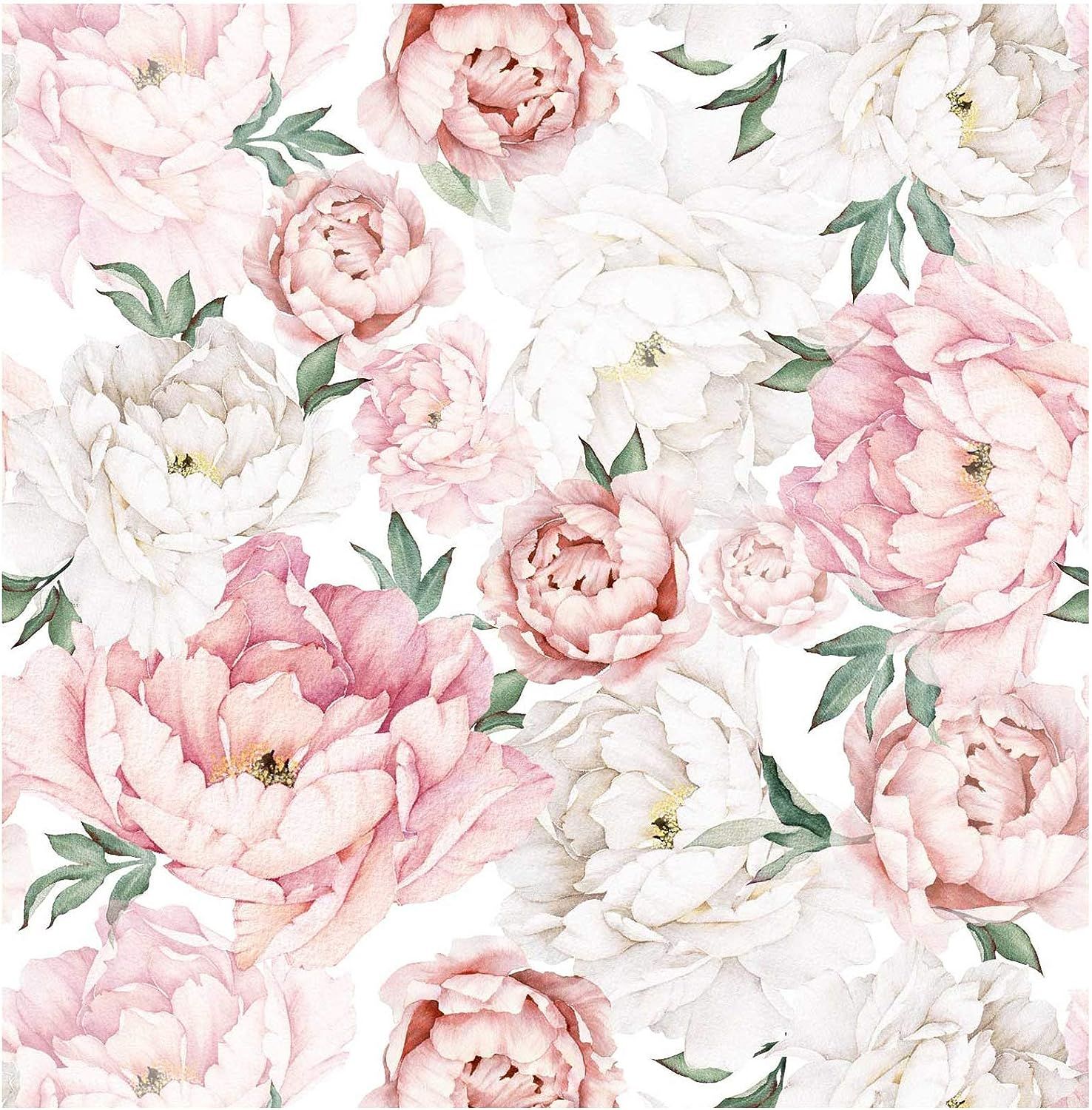 Blooming Wall PS040 Peel&Stick Removable White Pink Fresh Peony Self-Adhesive Prepasted Wallpaper... | Amazon (US)