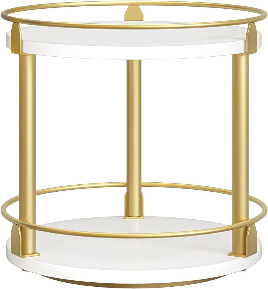 Lazy Susan Organizer, Rotating Spice Rack, 2 Tier Spice Turntable Organizer, Industrial Turntable... | Amazon (US)