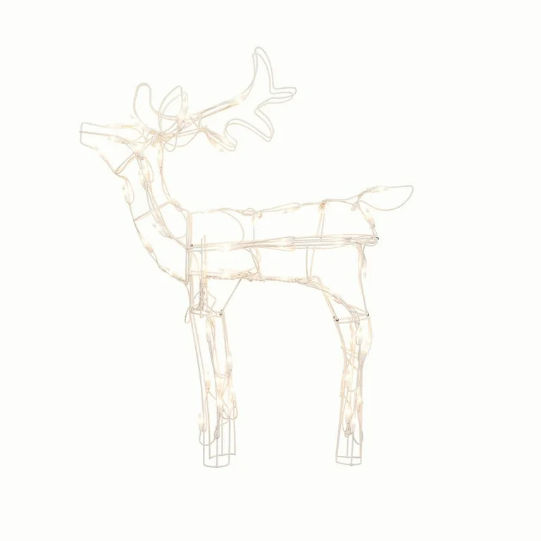Indoor/Outdoor Light-Up Standing Buck Christmas Decoration with 70 LED Lights, Warm White, 30", b... | Walmart (US)