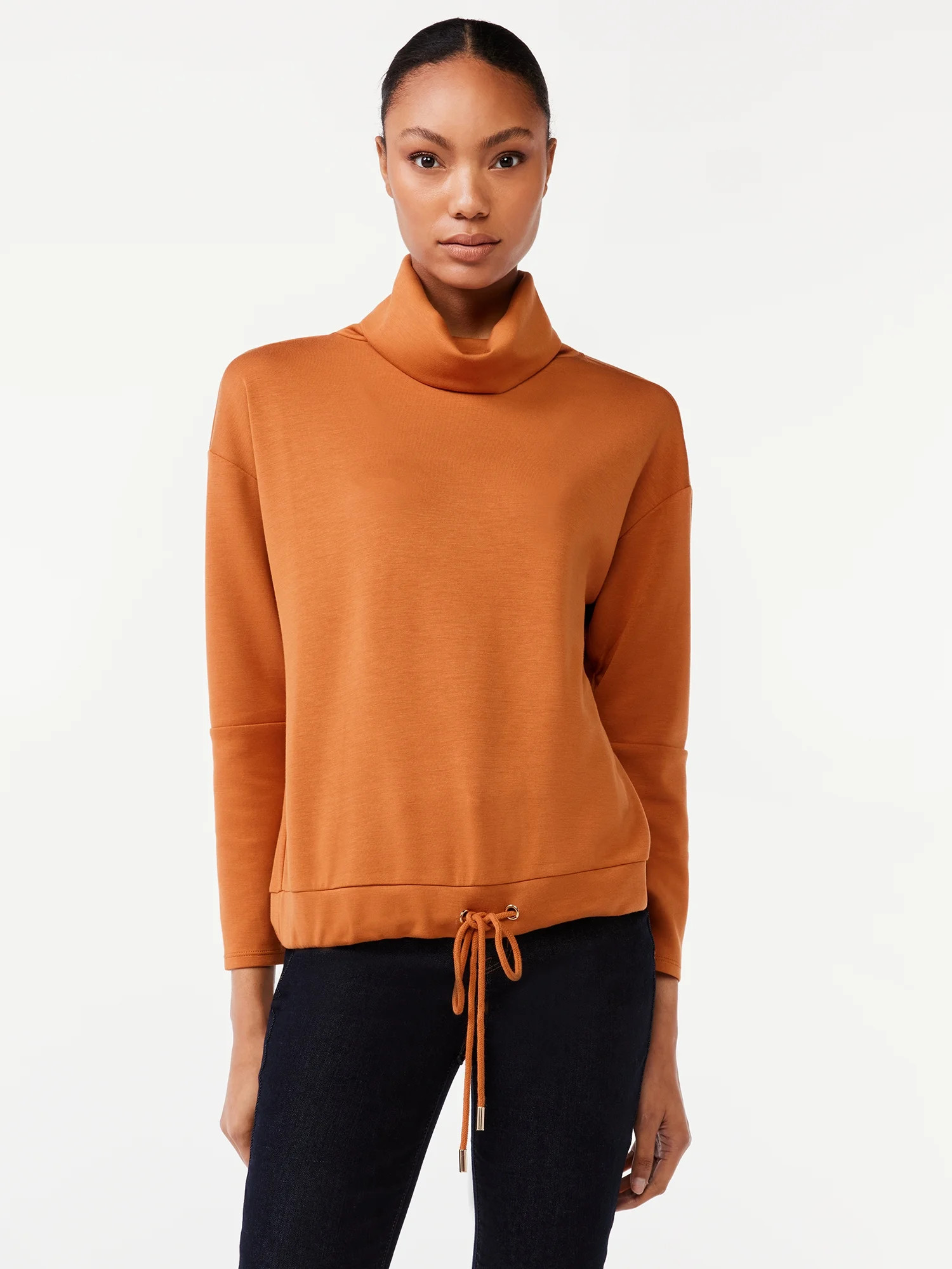 Scoop Women's Scuba Knit Top with Funnel Neck - Walmart.com | Walmart (US)