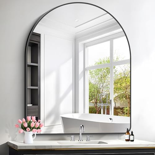 FORBATH Arched Wall Mirror 40"x48", Large Arch Bathroom Mirror Black Aluminum Wide Frame for Deco... | Amazon (US)