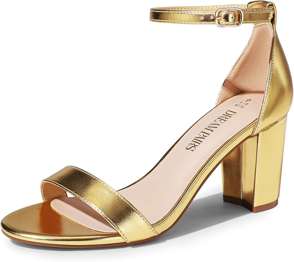 DREAM PAIRS Women's Chunk Low Heel Pump Sandals | Amazon (US)