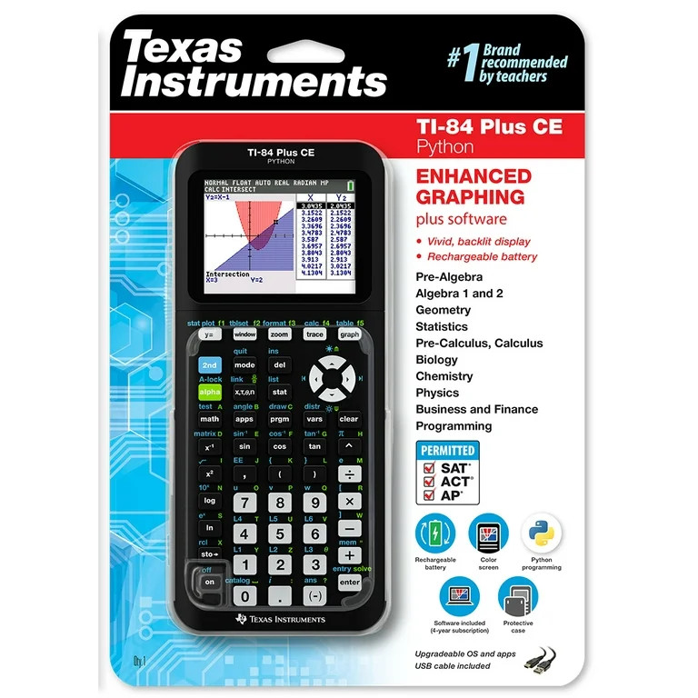 Texas Instruments TI-84 Plus CE Graphing Calculator High School and College, Black - Walmart.com | Walmart (US)