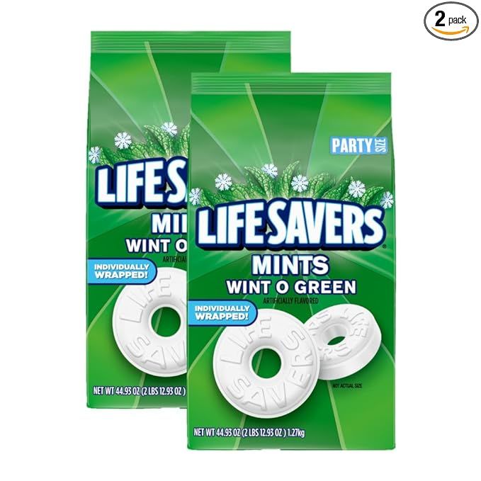 LIFE SAVERS Wint-O-Green Breath Mint Bulk Hard Candy, Party Size, 44.93 oz Bag (Pack of 2) | Amazon (US)