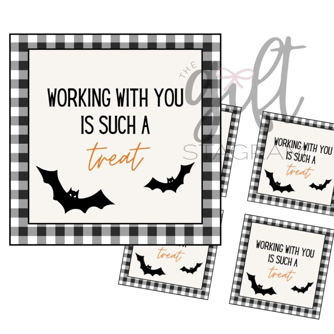 Working With You Is A Real Treat Gift Tag | DIGITAL DOWNLOAD | Halloween Coworker Gift Tag | Hall... | Etsy (US)