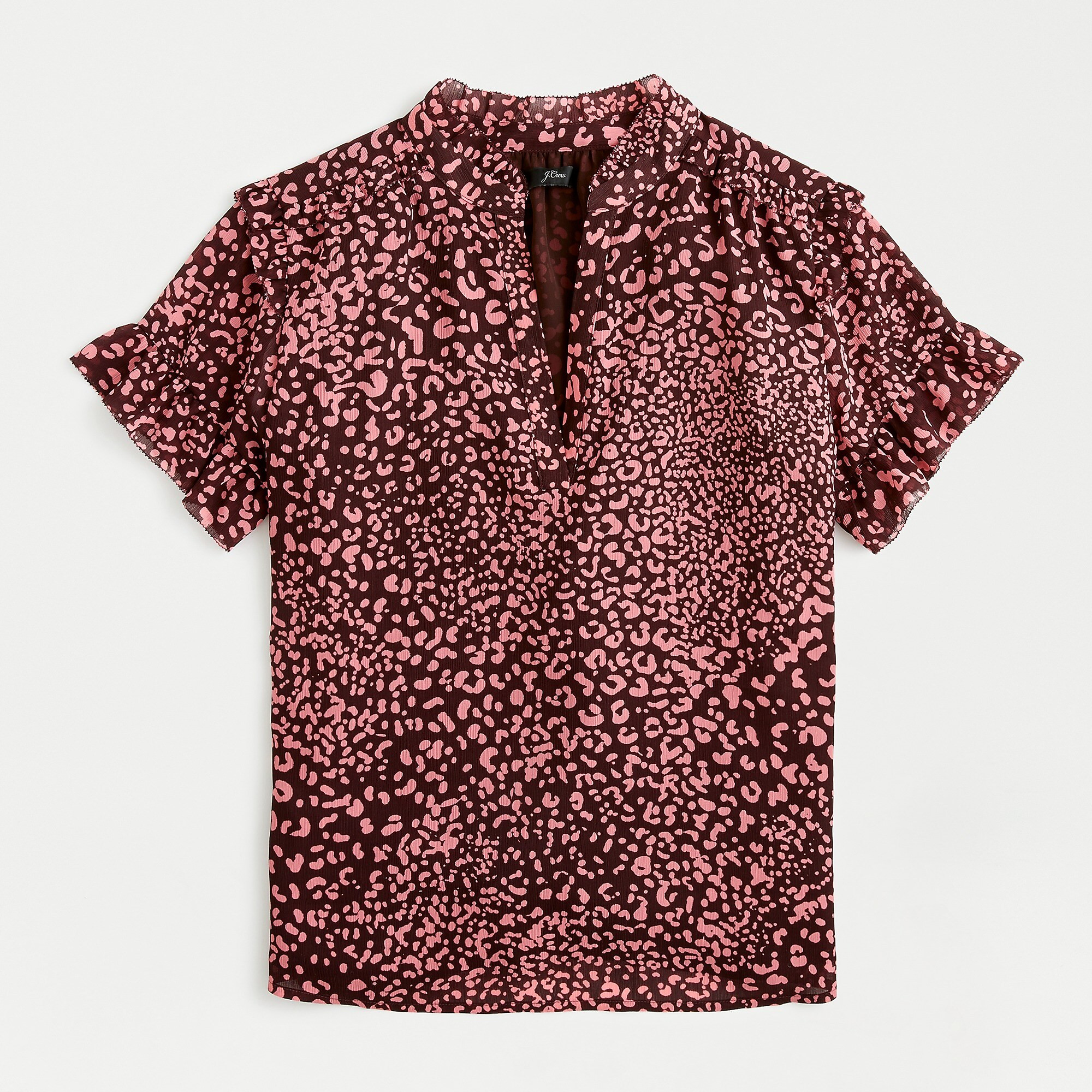 Short-sleeve ruffle top in leopard | J. Crew US
