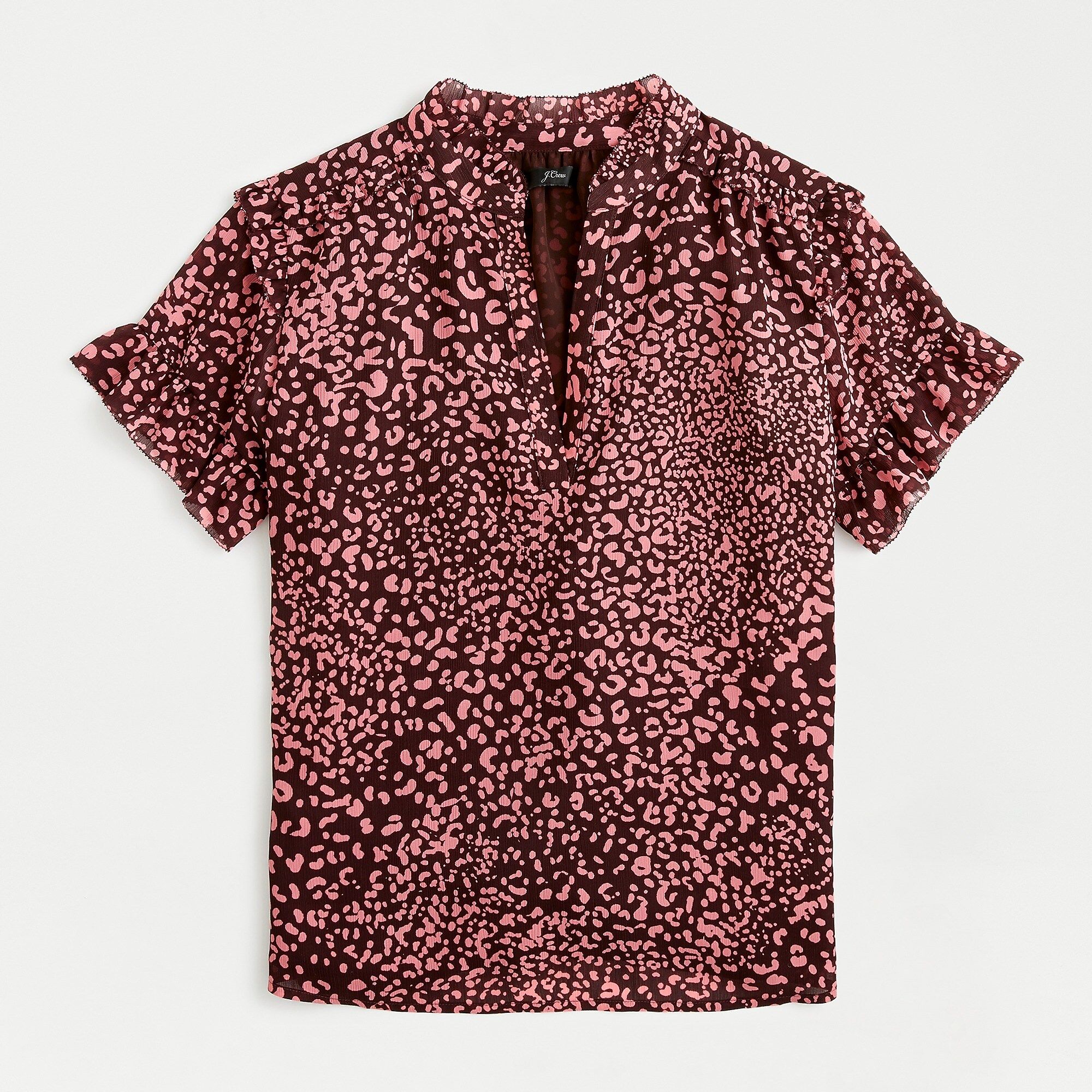 Short-sleeve ruffle top in leopard | J.Crew US