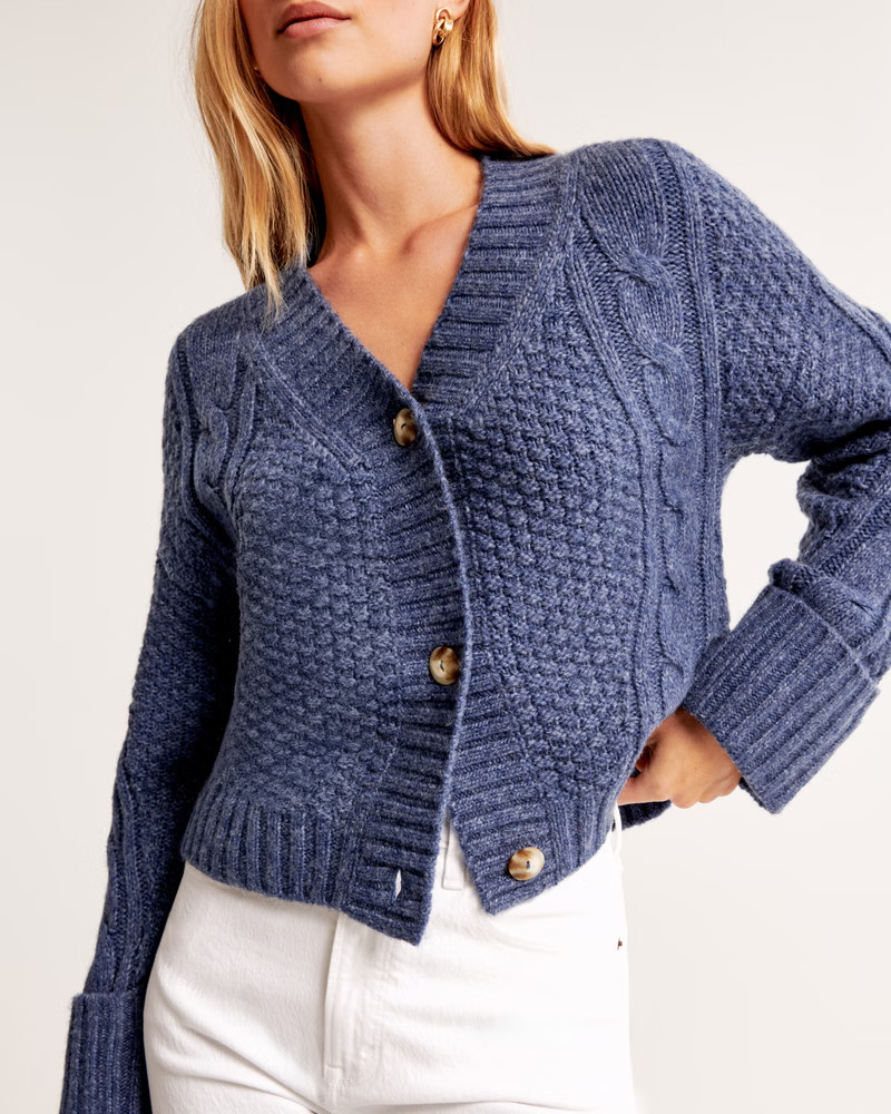 Cable Seed Stitch Cardigan | Abercrombie & Fitch (US)