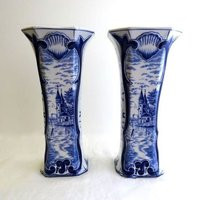 Antique Pair Delft Vases, Signed, Blue & White, Mint Condition, 19Th Century | Etsy (US)