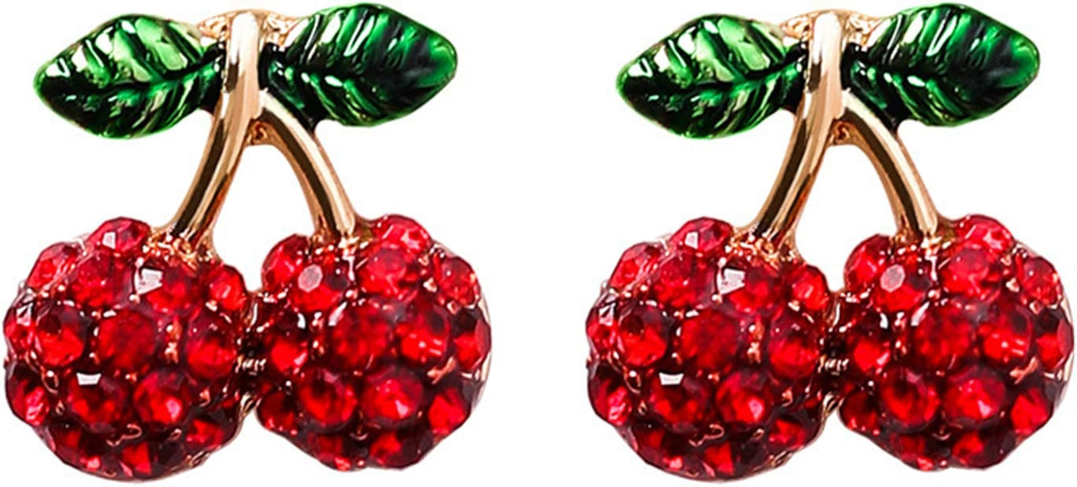 coadipress Cherry Stud Earrings for Women Girls Fashion Lovely Ultra Light Red Enamel Crystal Che... | Amazon (US)