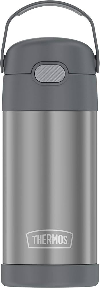 THERMOS FUNTAINER 12 Ounce Stainless Steel Vacuum Insulated Kids Straw Bottle, Grey | Amazon (US)