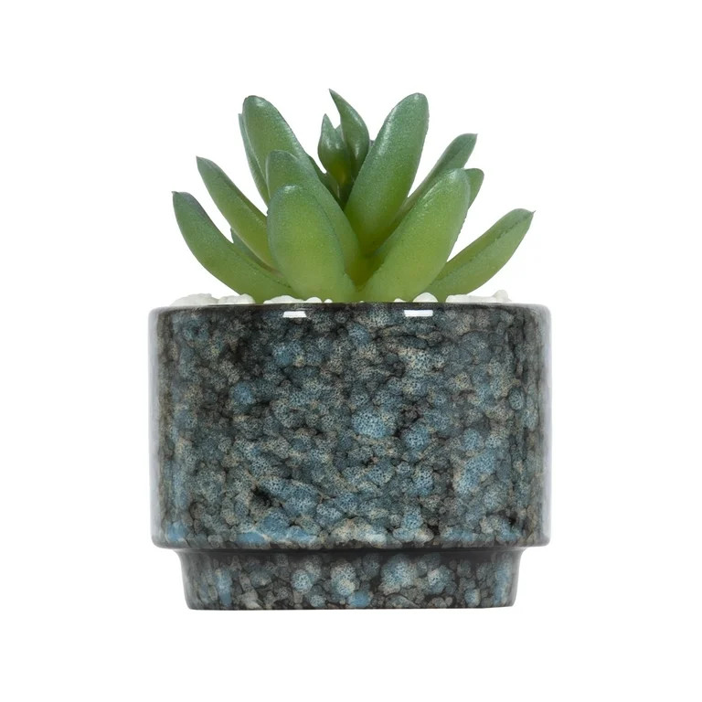 Mainstays 3.9" Artificial Crassula Ovata Succulent Plant in Teal Ceramic Pot | Walmart (US)