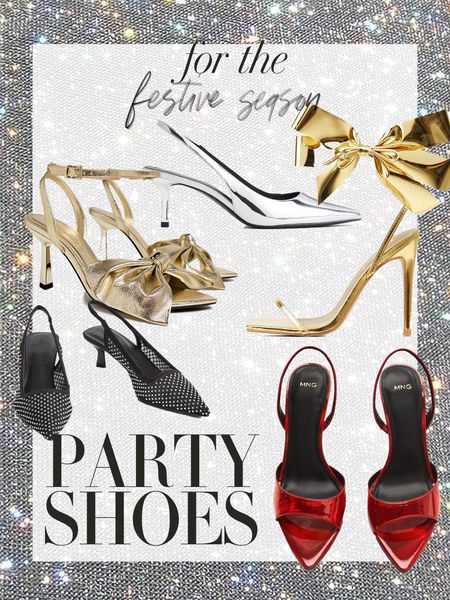 Shoes that are fit for a party. From gold bow shoes to silver and red heels, if you’re in need of some Christmas party outfit ideas, these are a great addition to any ensemble ❤️
Gold shoes | Party shoes | Gucci kitten heels dupe | Sparkly shoes | Diamante shoes | glitter heels | Silver shoes | Pointed toe heels 

#LTKparties #LTKshoecrush #LTKHoliday