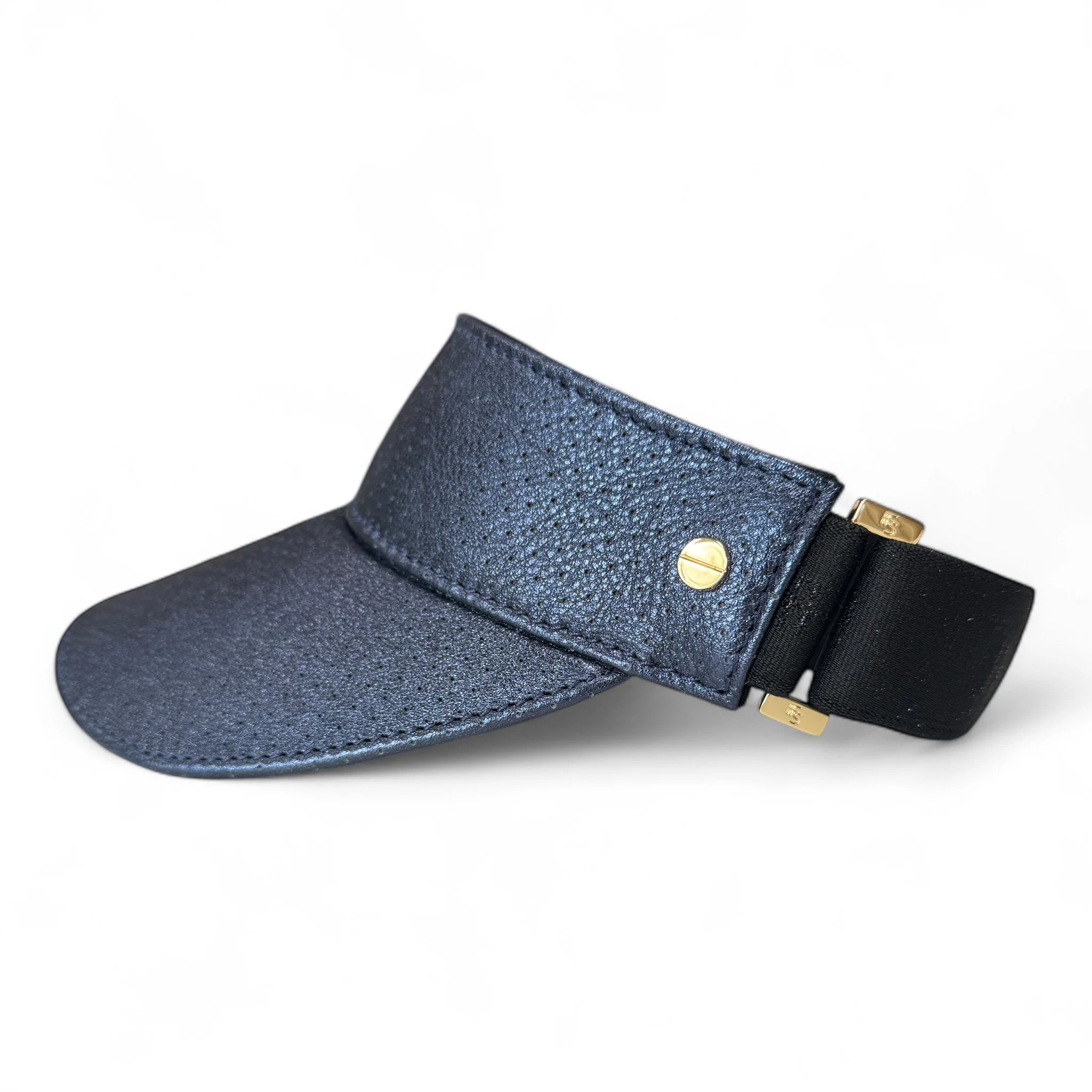 The Leather Visor - Sapphire Shimmer & Gold | Fenix Sportier
