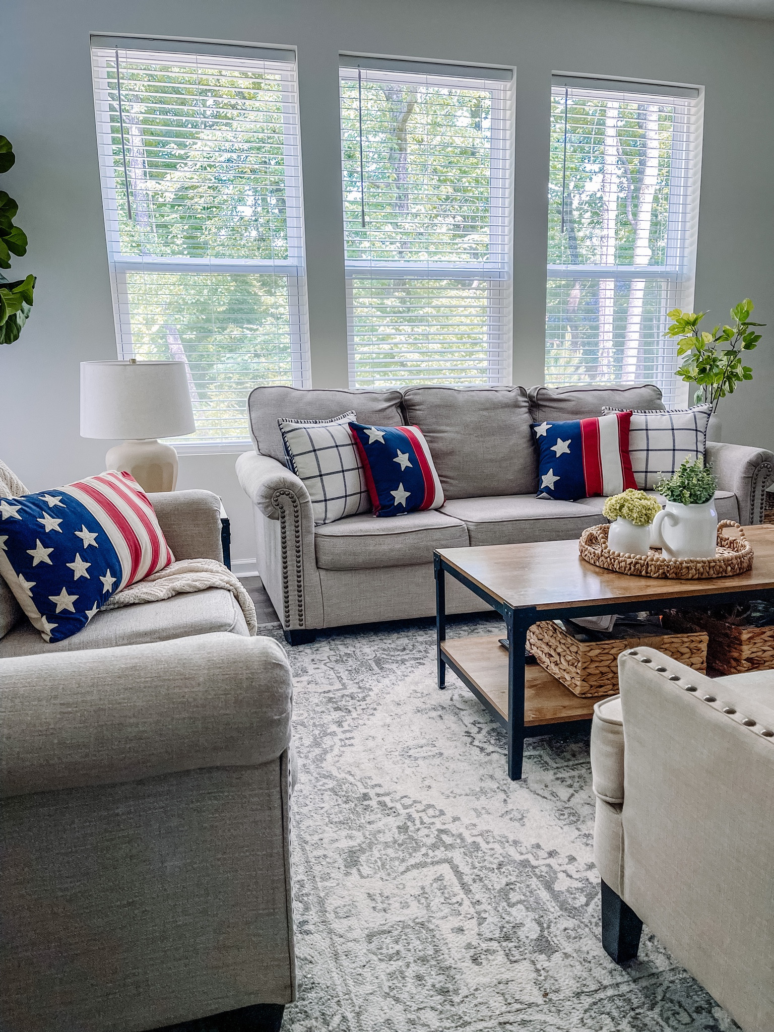 Patriotic home decor / flag pillows / living room decor / Americana decor finds / coffee table / table lamp 

#LTKhome #LTKFind #LTKSeasonal