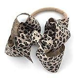 Leopard Headband for Baby Girl with 3.5" Bow on Nylon Band | Amazon (US)