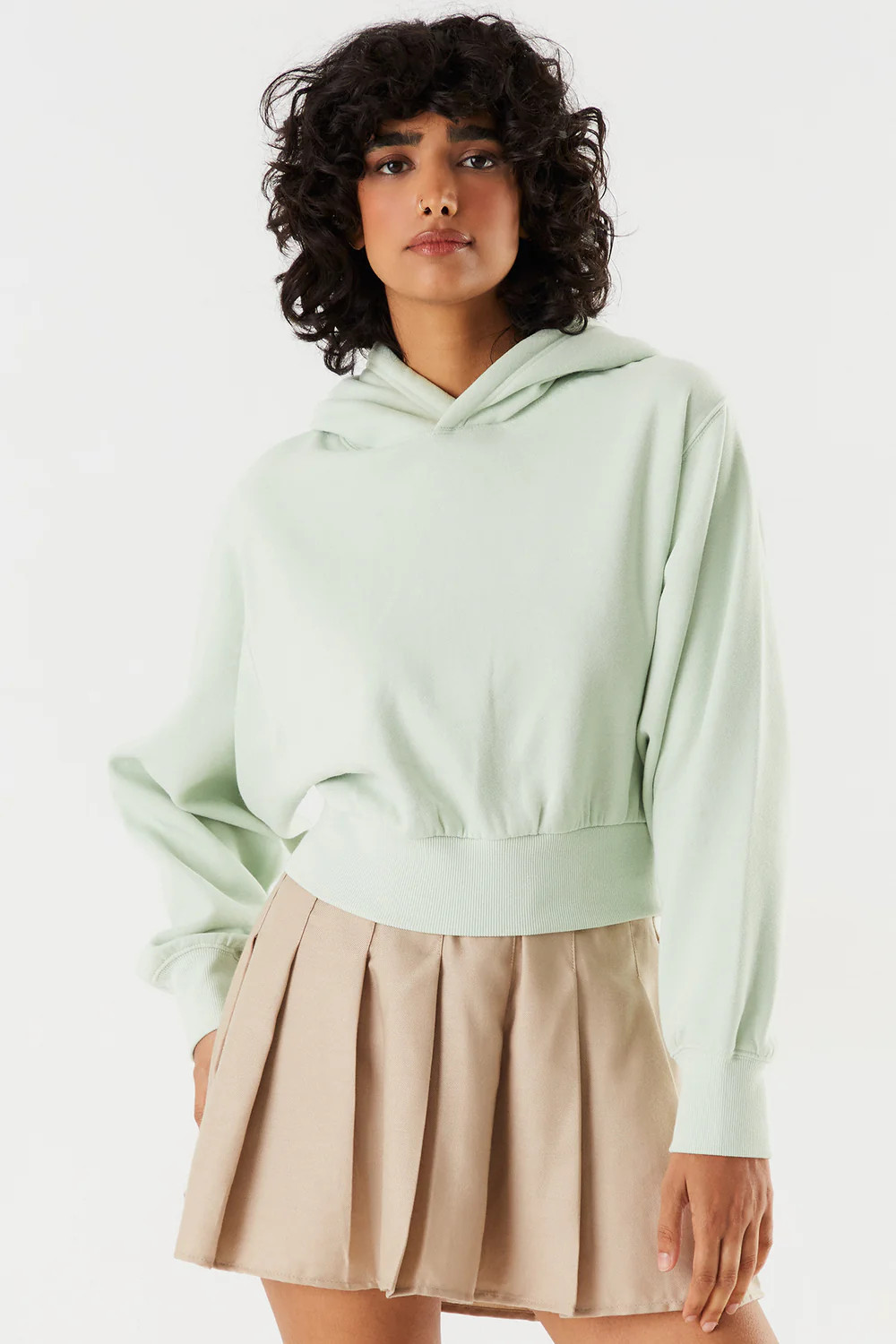 Fleece Cropped Popover Hoodie | Charlotte Russe