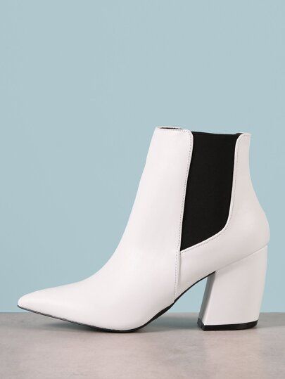 Pointed Toe Chunky Heel Bootie | SHEIN