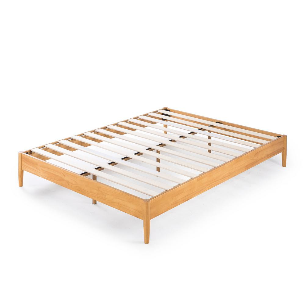 Zinus Amelia Natural Full Wood Platform Bed Frame, Natural Wood | The Home Depot