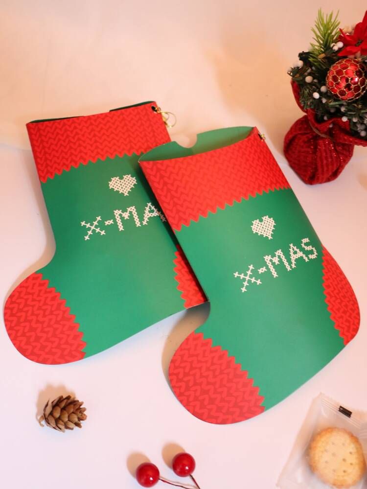 2pcs Christmas Sock Shaped Candy Box | SHEIN