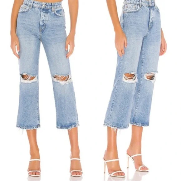 Free People Ranger Ripped Cropped Wide Leg Denim Jeans | Poshmark