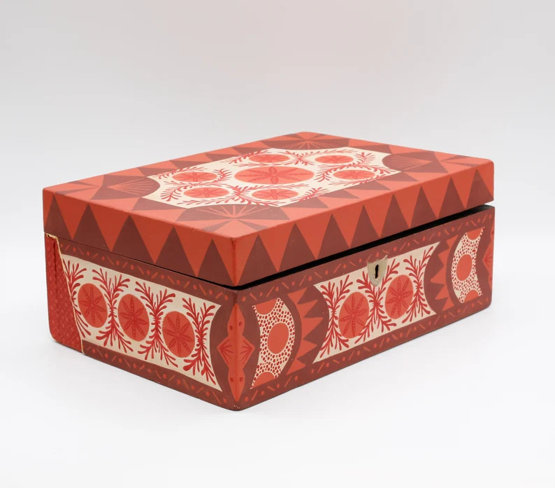 The 'unexpected red' handpainted folk box | Etsy (US)