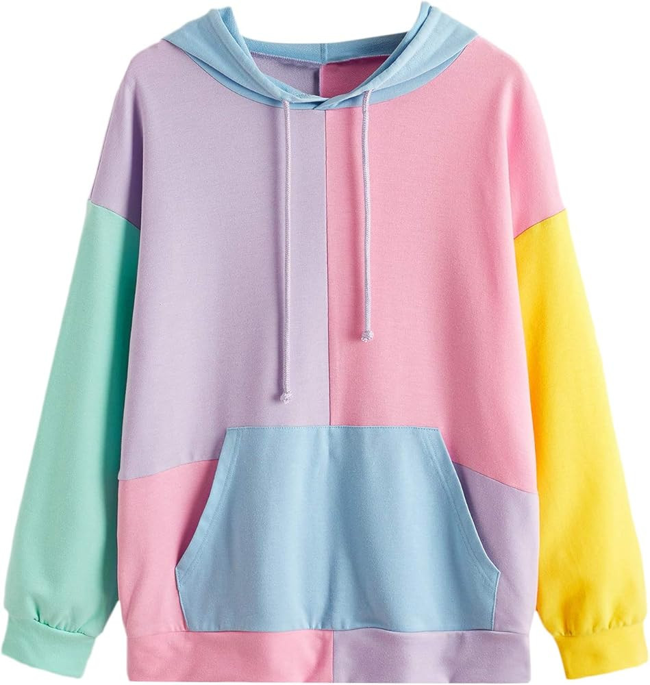 SweatyRocks Womens Long Sleeve Floral Print Pullover Hoodie Sweatshirt Tops | Amazon (US)