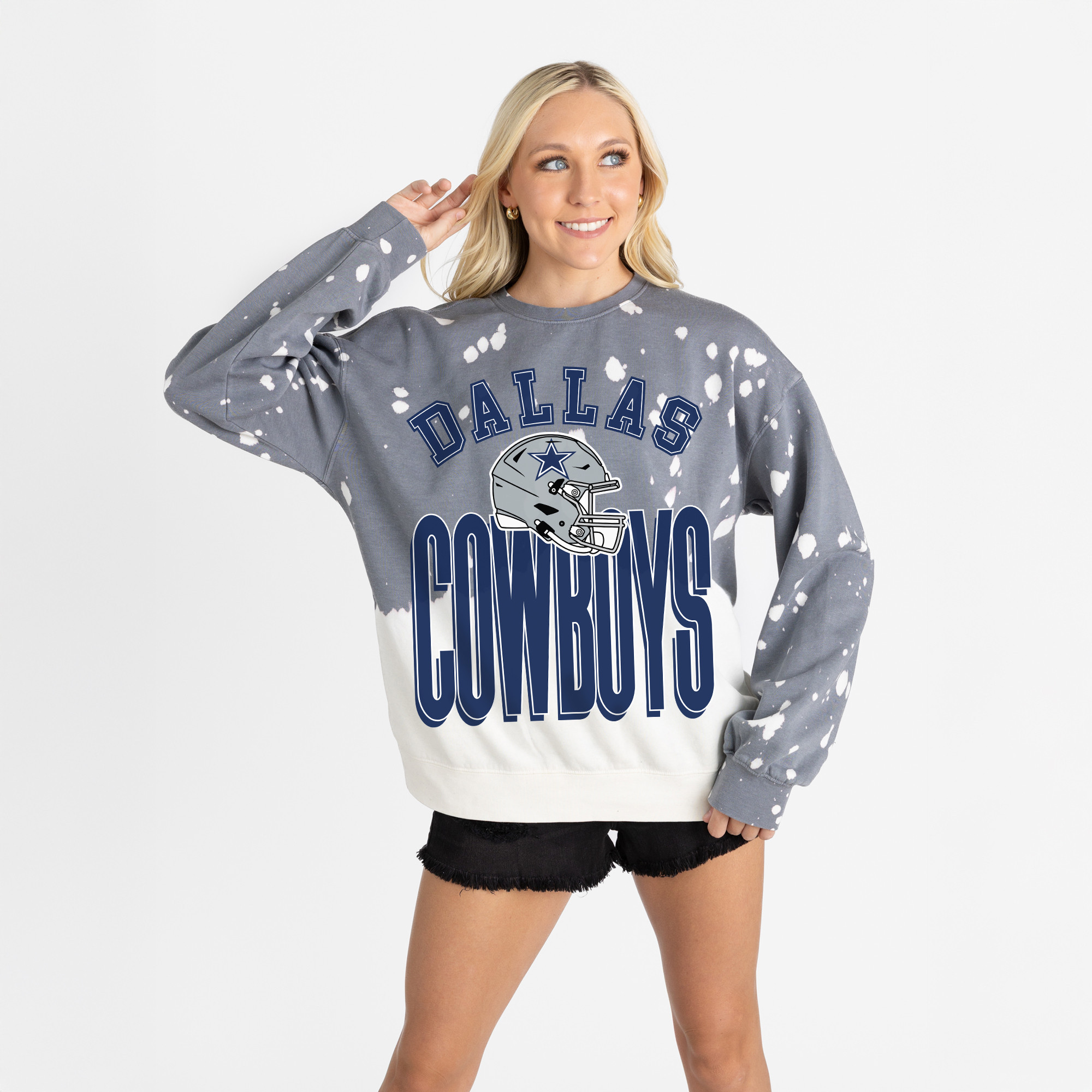 Women's Gameday Couture Gray Dallas Cowboys Arch Rivals Faded Wash Sweatshirt | Fanatics