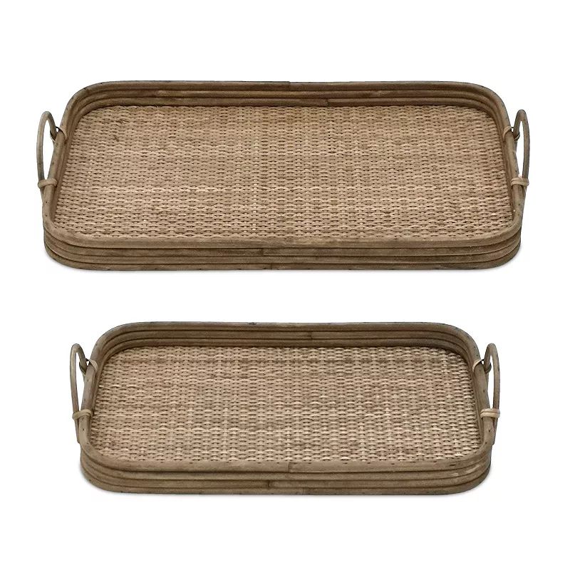 Melrose Woven Rattan Tray with Handles 2-pc. Set, Brown | Kohl's