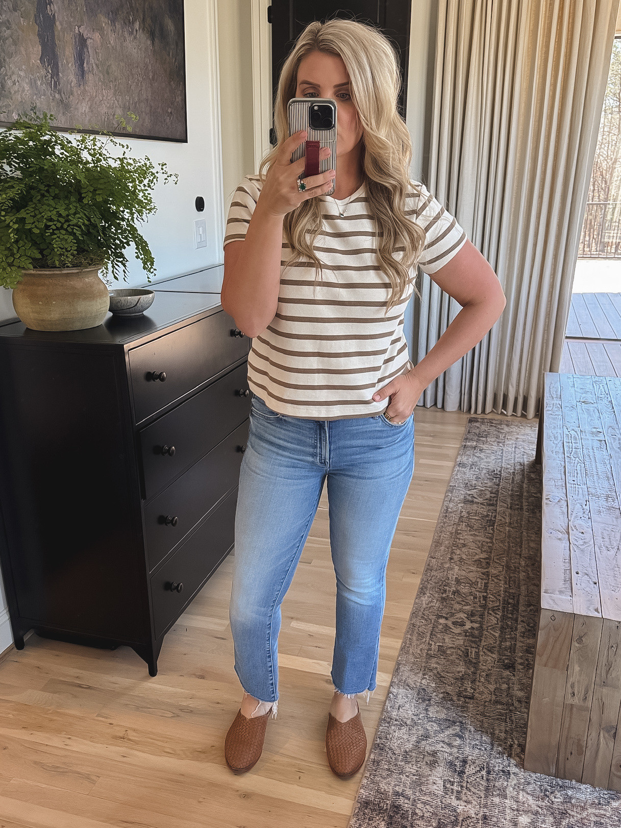 Elevated basic outfit - Striped tee braided mules  

#LTKStyleTip