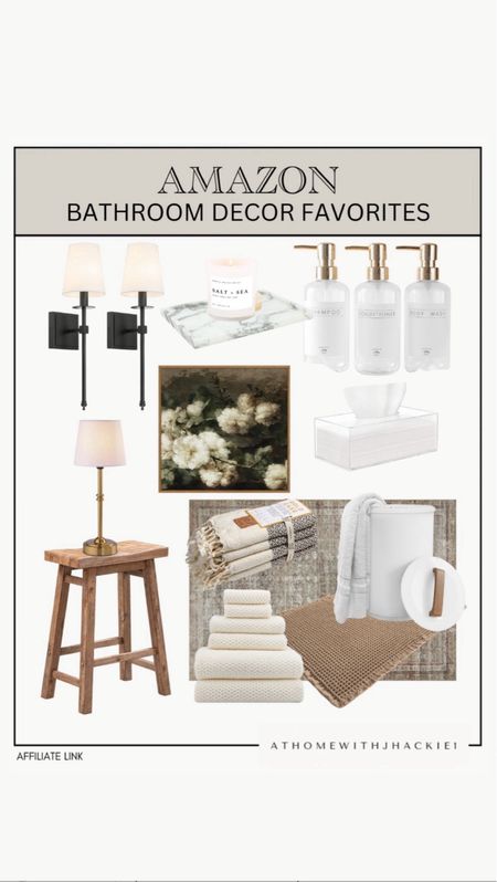 Amazon bathroom decor favorites, Amazon styled space bathroom, wall sconces, loloi rug runner, bench for bathroom, stool for bathroom, neutral wall art, framed wall art, soap organizers, touchless lamp, bathroom decor.  

Follow @athomewithjhackie1 on Instagram for more inspiration, weekend sales and daily finds. studio mcgee x target new arrivals, coming soon, new collection, fall collection, spring decor, console table, bedroom furniture, dining chair, counter stools, end table, side table, nightstands, framed art, art, wall decor, rugs, area rugs, target finds, target deal days, outdoor decor, patio, porch decor, sale alert, tj maxx, loloi, cane furniture, cane chair, pillows, throw pillow, arch mirror, gold mirror, brass mirror, vanity, lamps, world market, weekend sales, opalhouse, target, jungalow, boho, wayfair finds, sofa, couch, dining room, high end look for less, kirkland’s, cane, wicker, rattan, coastal, lamp, high end look for less, studio mcgee, mcgee and co, target, world market, sofas, couch, living room, bedroom, bedroom styling, loveseat, bench, magnolia, joanna gaines, pillows, pb, pottery barn, nightstand, cane furniture, throw blanket, console table, target, joanna gaines, hearth & hand, arch, cabinet, lamp,it look cane cabinet, amazon home, world market, arch cabinet, black cabinet, crate & barrel

Follow my shop @athomewithjhackie1 on the @shop.LTK app to shop this post and get my exclusive app-only content!

#liketkit #LTKfindsunder100 #LTKhome #LTKstyletip
@shop.ltk
https://liketk.it/4BuHj

#LTKstyletip #LTKhome #LTKfindsunder100