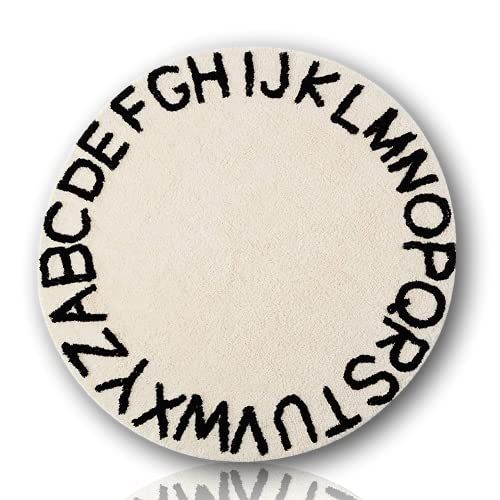 Amazon.com: ABC Rug for Kids Room Circle Alphabet Nursery Rug for Baby Boy and Girl - Round Neutr... | Amazon (US)