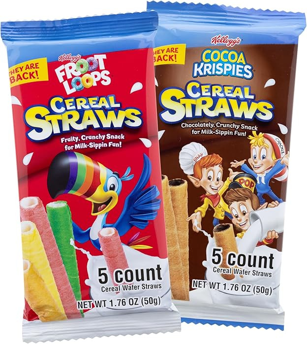 Limited Edition 2025 Kellogg’s Cereal Straws, Cocoa Krispies and Froot Loops Edible Stir Sticks... | Amazon (US)