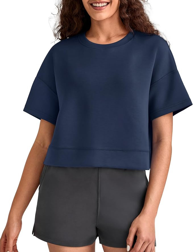 G4Free Smoofit Modal Soft Boxy Tee Shirts for Women Short Sleeve Drop Shoulder Crew Neck Basic To... | Amazon (US)