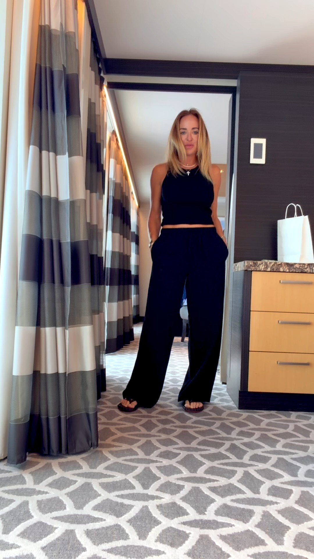 #paidlink / #ad

These are the pants. ✨ My black crepe wide-leg trousers are officially the star of my fall wardrobe — effortless drape, stretchy waistband (yes, comfort matters 😂), and that “I tried without trying” vibe.

Styled here with a cropped rib tank + flat sandals, but they’re the kind of piece you can dress up with heels and a blazer just as easily.

👉 Fit: Wearing size S, true to size.
👉 Fabric: Crepe = wrinkle-resistant + luxe feel.
👉 Length: Pools just right over flats, works with heels too.

I linked the exact pair plus a few similar dupes so you can shop the vibe even if your size sells out. Tap to shop! 🖤

#LTKStyleTip #LTKSeasonal #LTKunder100
#crepepants #widelegtrousers #minimalstyle #effortlessoutfit #chicandcomfy 

#LTKFallSale #LTKOver40 #LTKStyleTip