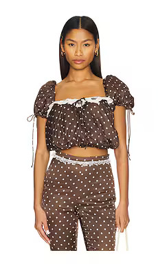 For Love & Lemons Chocolate Dot Top in Chocolate from Revolve.com | Revolve Clothing (Global)