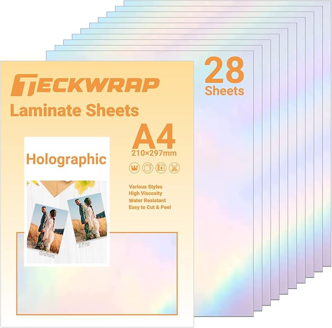 TECKWRAP Holographic Laminate Sheets Laminating Sheets Holographic Sticker Paper for Inkjet Print... | Amazon (US)
