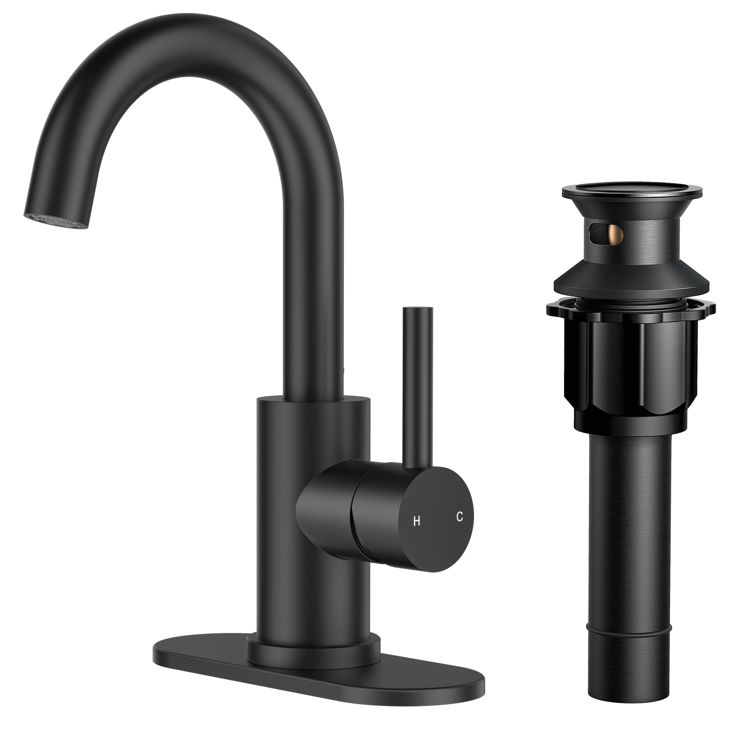 FORIOUS Black Bathroom Faucet 1 or 3 Hole Sink Single Handle, 360° Swivel Gooseneck Spout, Matte... | Amazon (US)