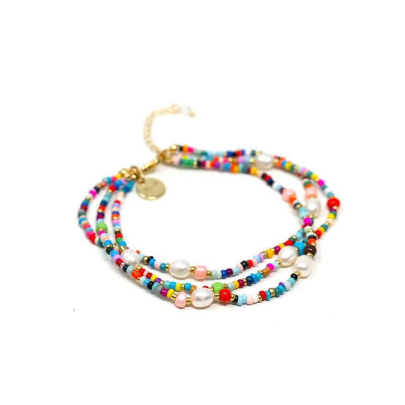 Rainbow and Pearl Beaded Bracelet | The Sis Kiss