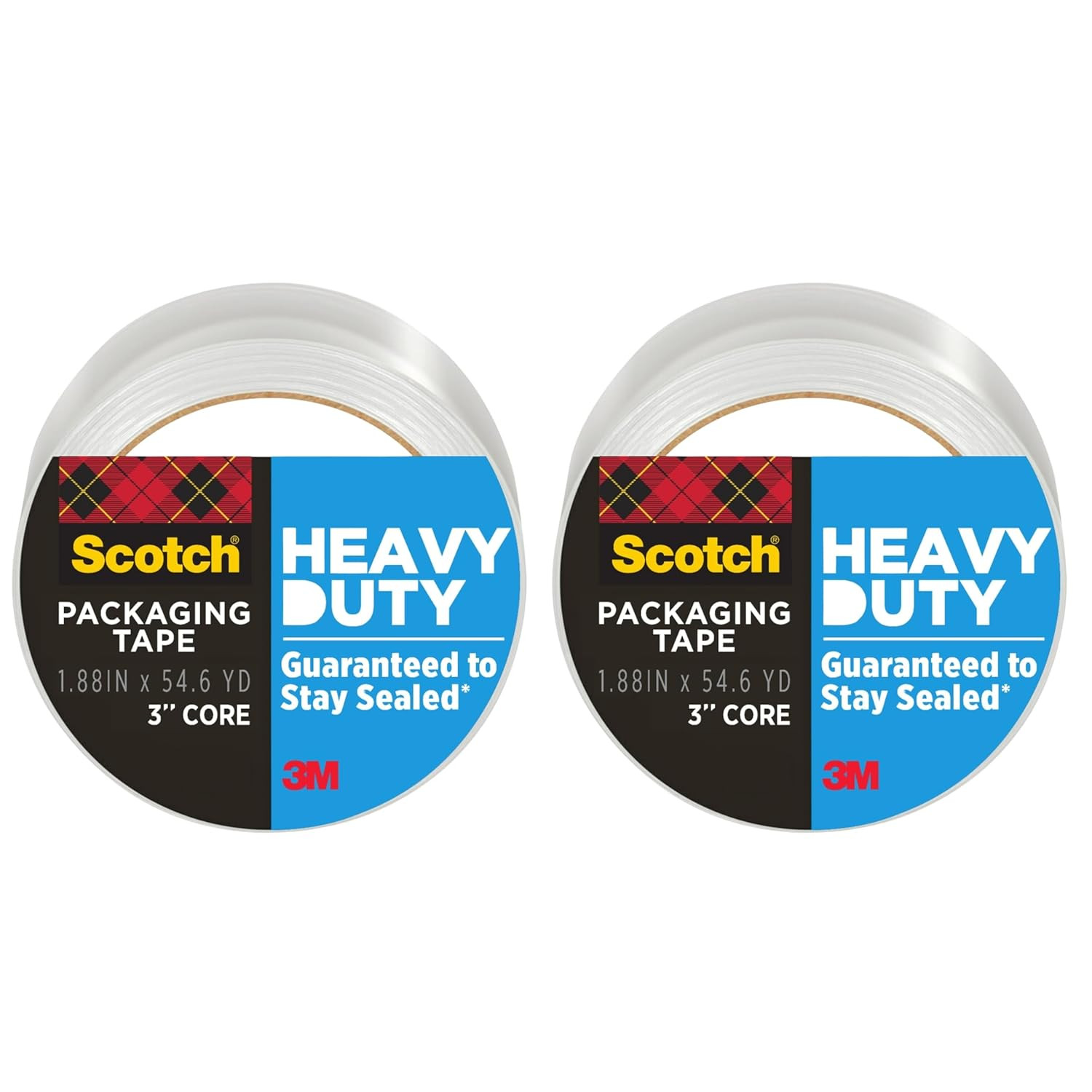 Scotch Heavy Duty Shipping Packaging Tape 3850, Clear, 1.88 in x 54.6 yd (48 mm x 50 m), 2 Pack (2 Rolls), 3.0 Mil Box Sealing Tape | Amazon (US)