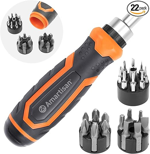 Amartisan 22 IN 1 Ratchet Screwdriver Set, Precision Multi-bit Ratchet Screw Drivers, Slotted/Phi... | Amazon (US)