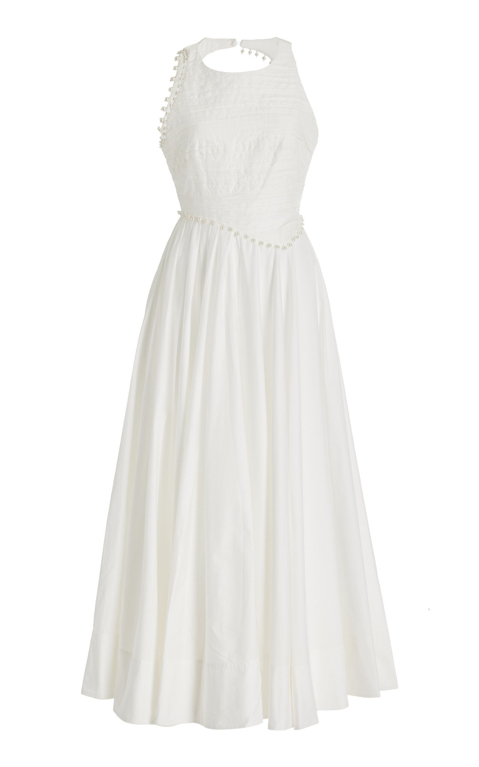 Florence Pearl-Trimmed Cotton Midi Dress | Moda Operandi (Global)