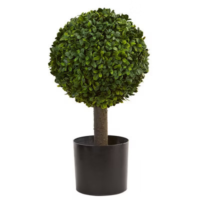 Nearly Natural 21-in Boxwood Ball Topiary Artificial Tree | Target