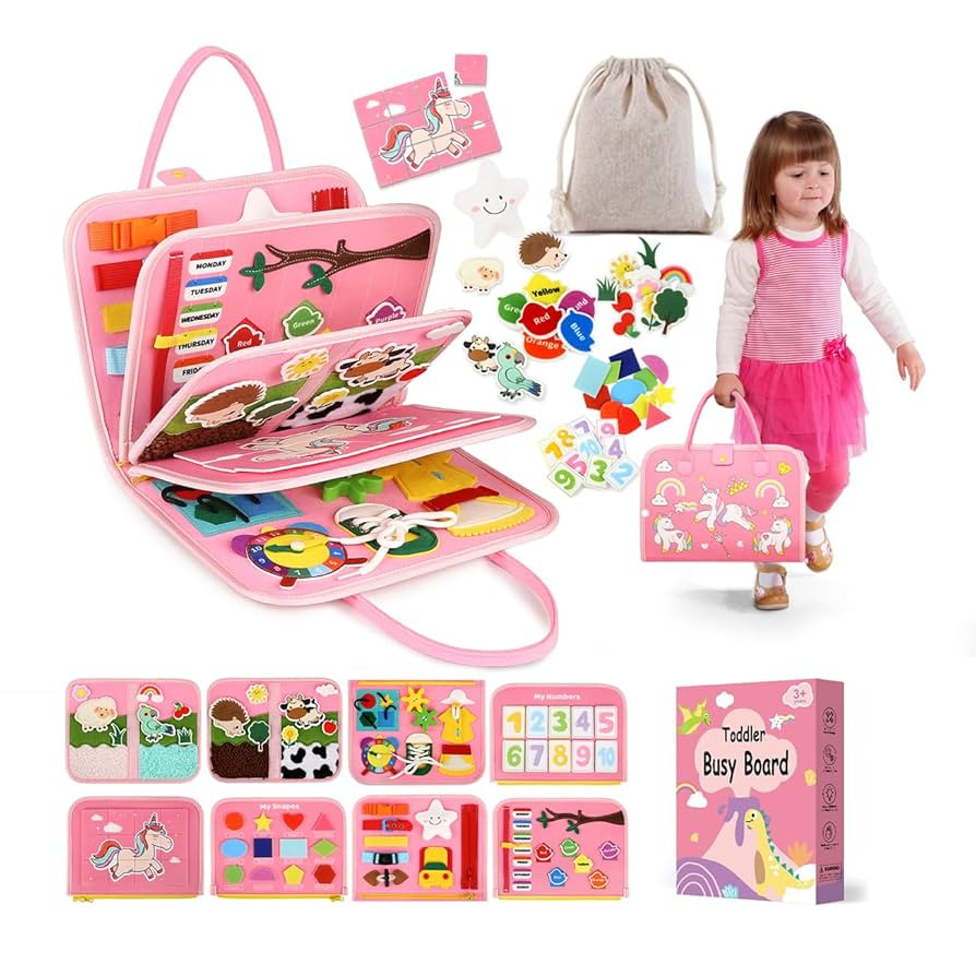 Toddler Sensory Busy Board: Travel Toy Activity Book for Girls Boys, Motor Skill Development Gift... | Amazon (US)