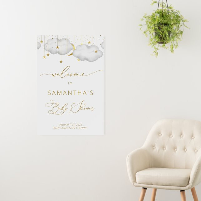 Moon and Stars Welcome Sign, Baby Shower Sign | Zazzle